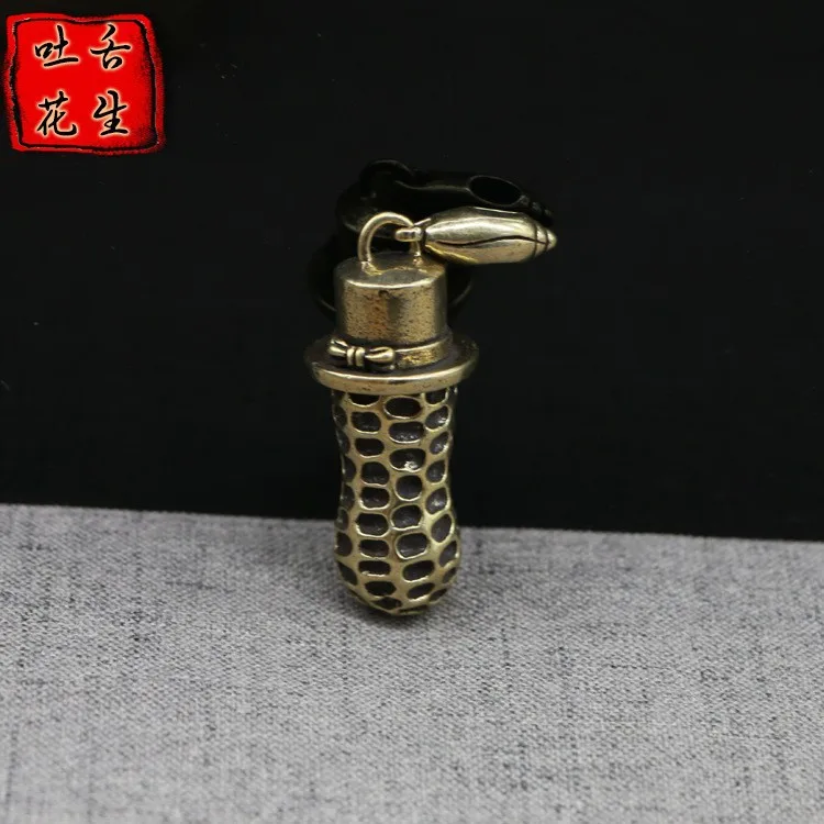 fengshui Pure Copper Key Chain for Car Waist hanging, Spit Out Tongue, Brass Evil Bag handing