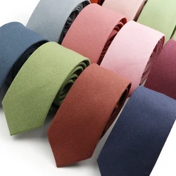 Mens Ties 6cm Classic Cotton Handmade Skinny Neck Ties For Men Soild Color Narrow Collar Slim Orange Grey Blue Tie Casual Tie