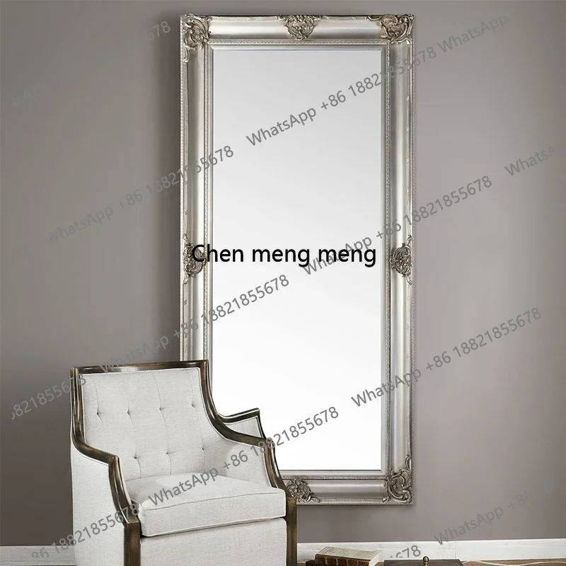 European retro carved dressing floor mirror living room cloakroom household handmade full-body mirror