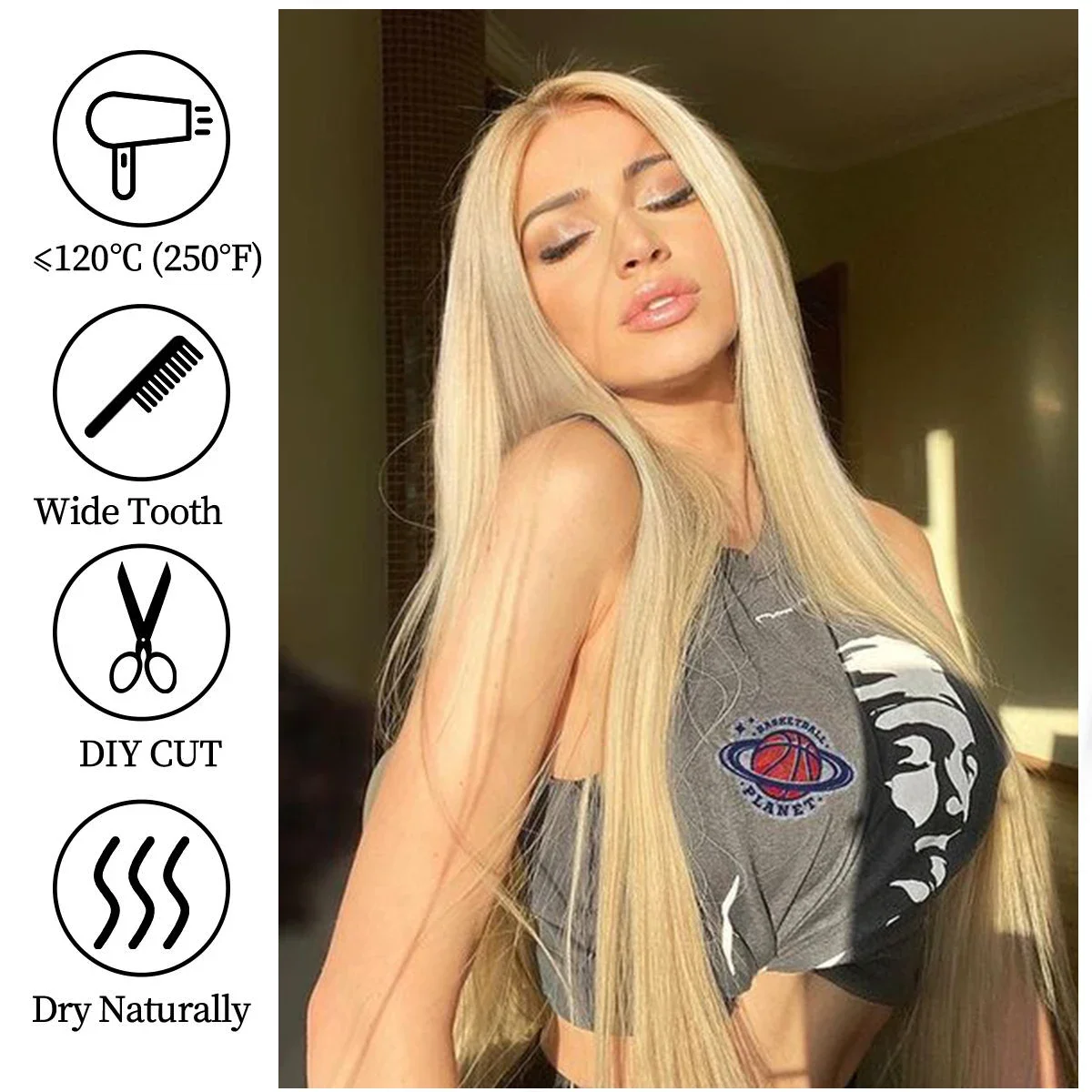 Long Synthetic Straight Wig 32 Inch White Middle Part Wigs for Women Cosplay Blonde Ginger Heat Resistant Fiber Hair Wig