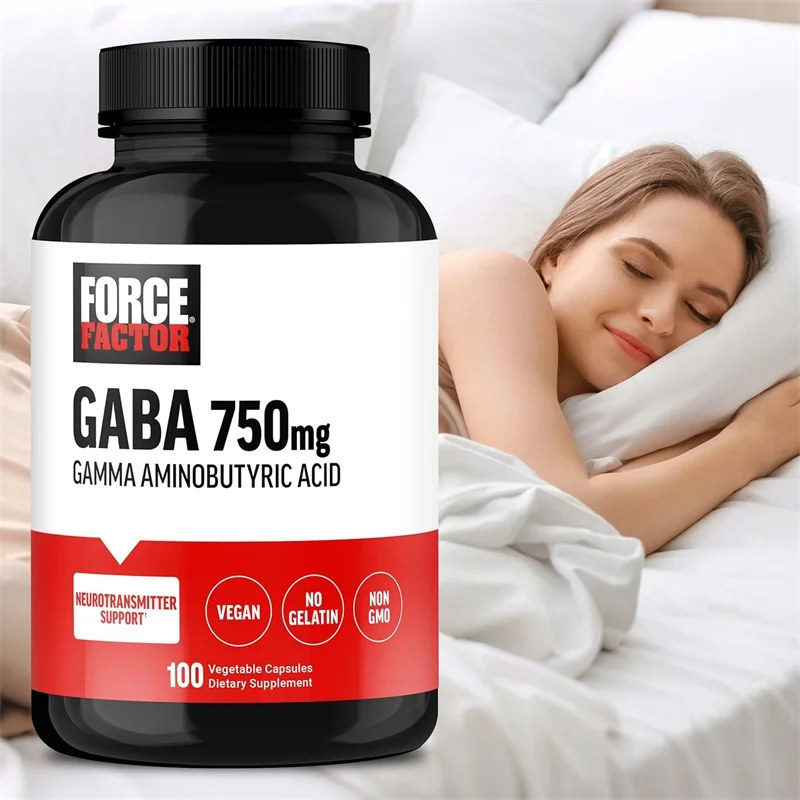 GABA 750mg Capsules - Relieves Stress, Reduces Anxiety, Promotes Sleep, and Helps You Fall Asleep Quickly