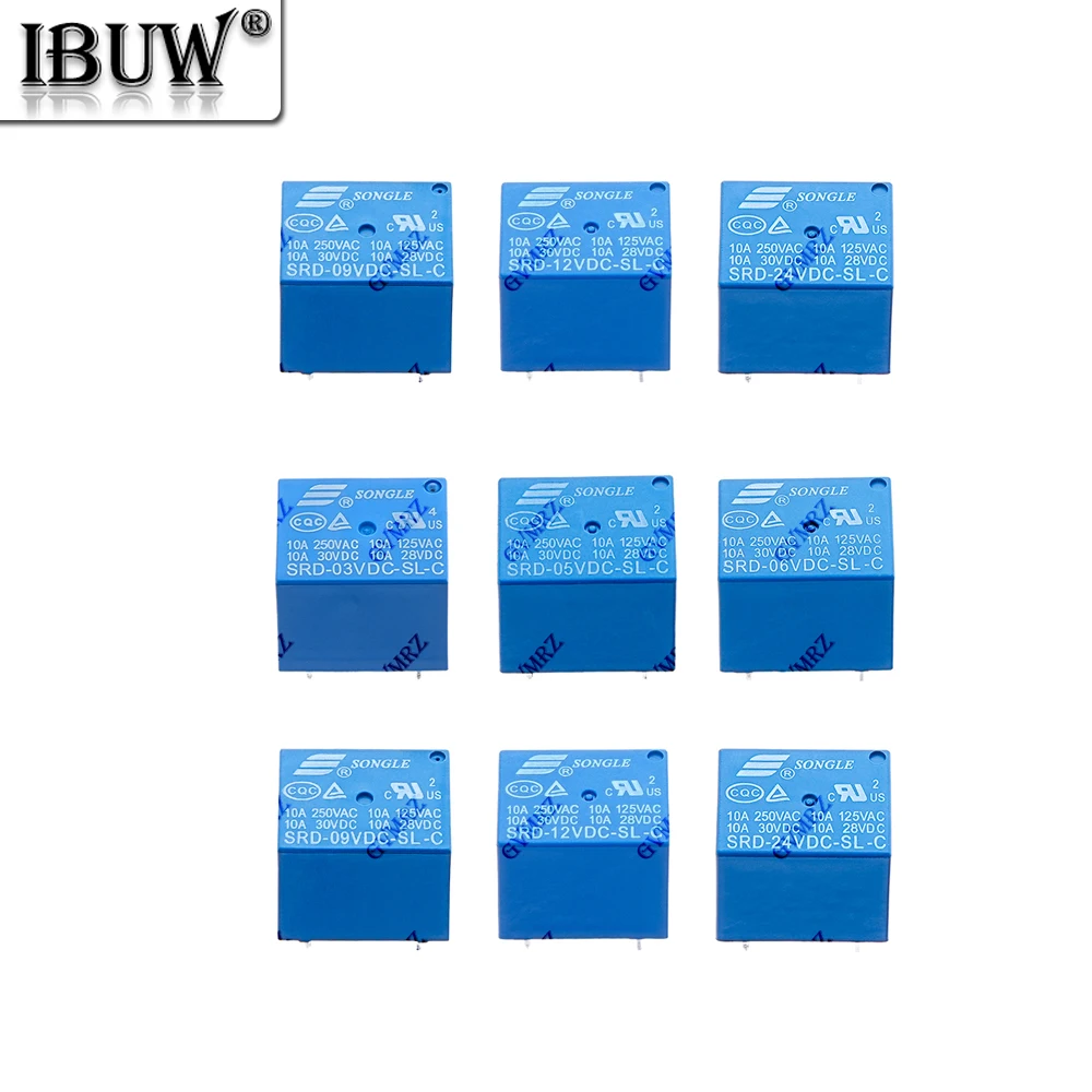 5PCS 3V 5V 6V Relays 5PIN SRD-03VDC-SL-C SRD-05VDC-SL-C SRD-06VDC-SL-C SRD-09VDC-SL-C SRD-12VDC-SL-C 9V 12V 24V 10A 250VAC