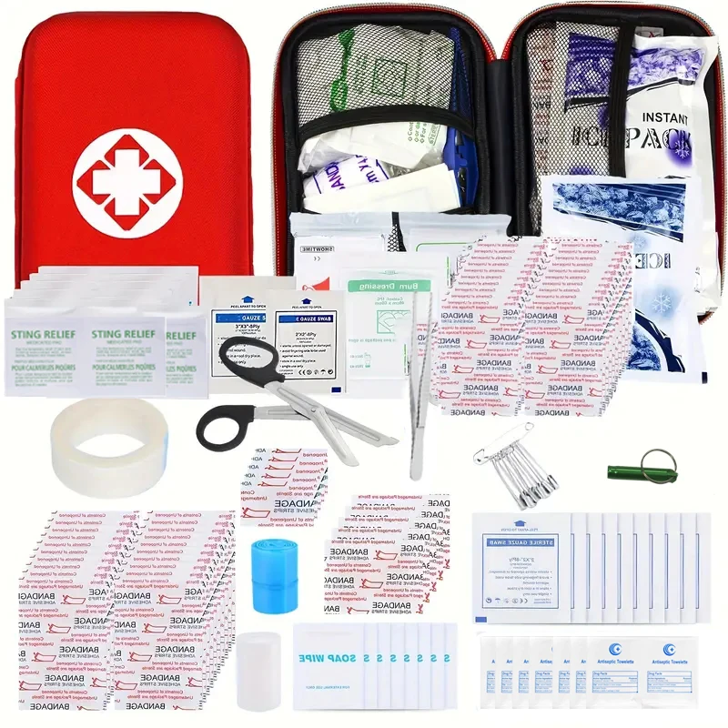 Kit/boîte de survie médicale compacte avec étui rigide léger pour le camping en plein air, la randonnée, etc. à la maison, au lieu de travail, etc.