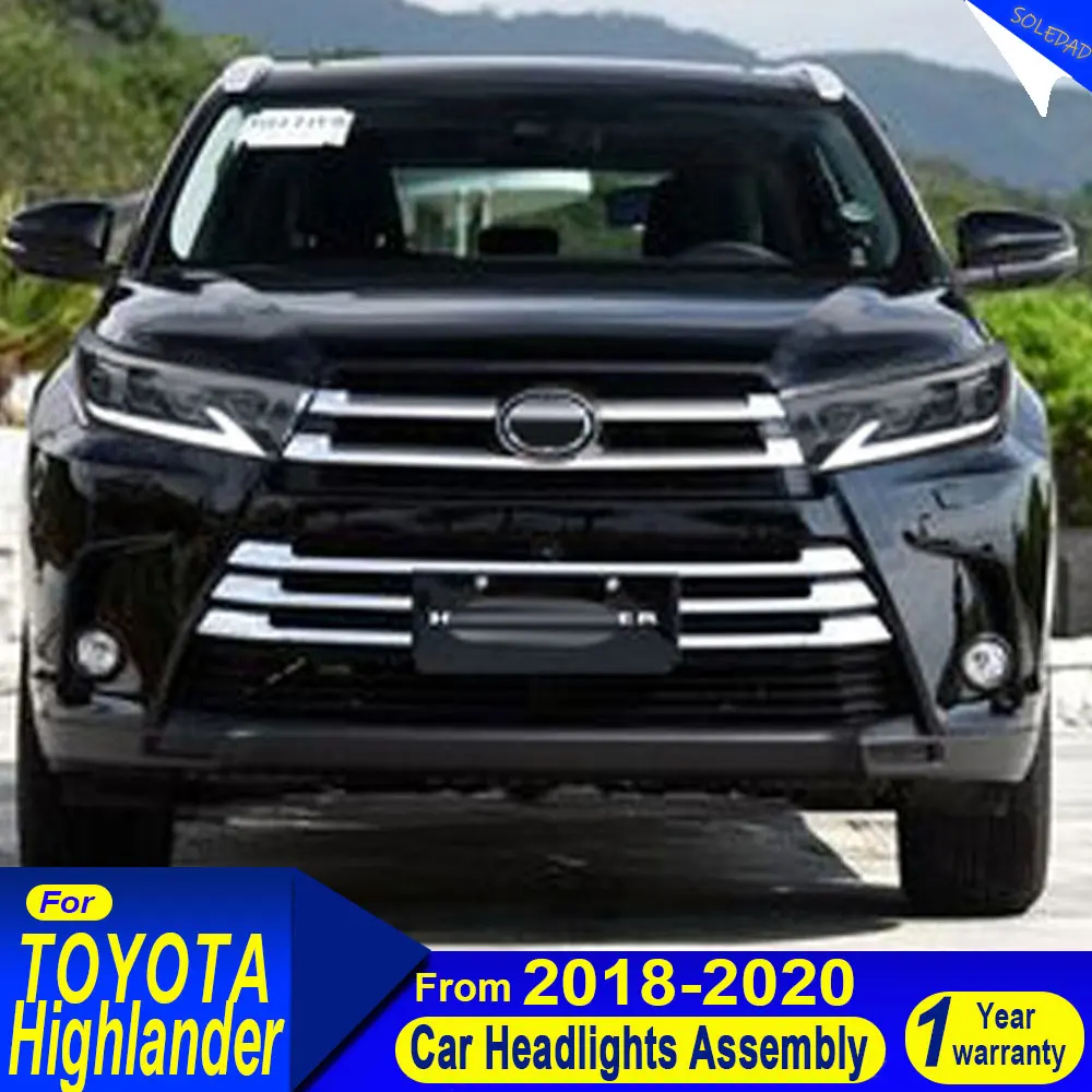 Car Lights For Toyota Highlander 2018 2019 2020 2021 Highlight LED Headlight Front Projector 4 Lens Turn Signal Lamp Accessories