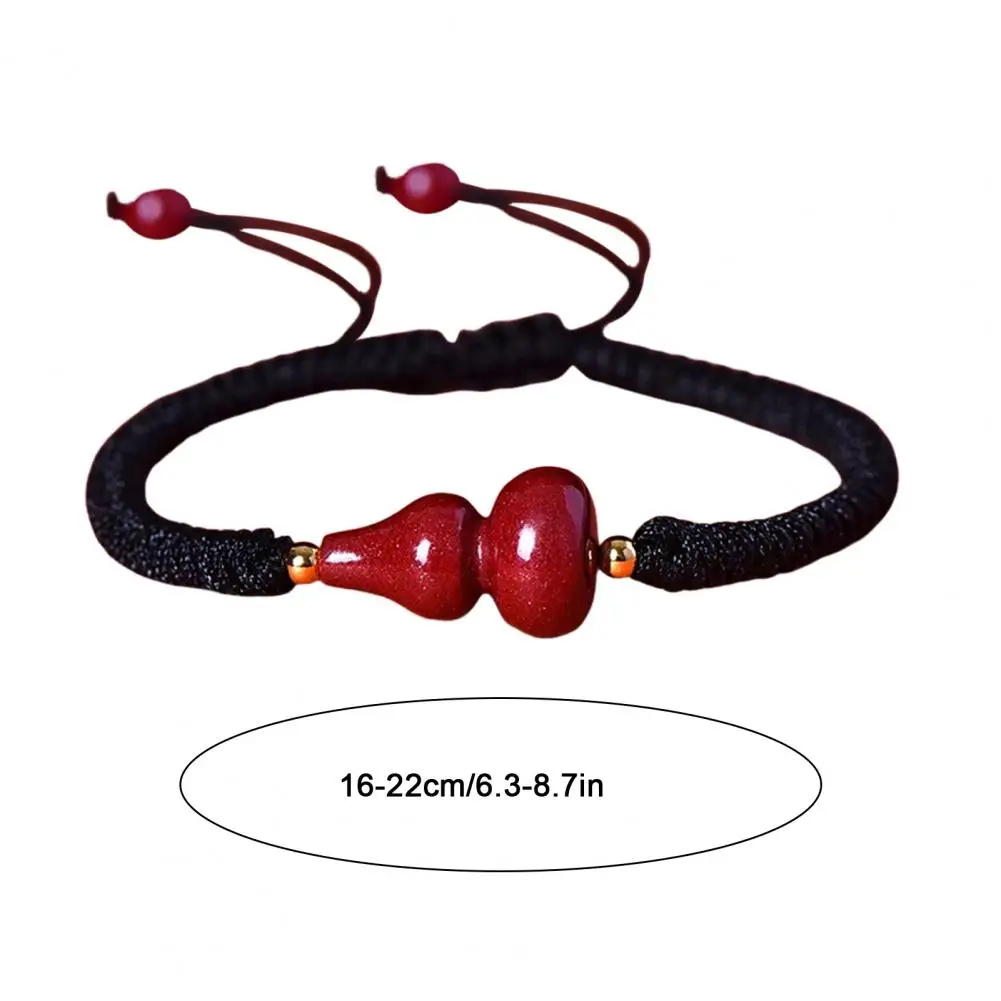 Unisex Hand Rope Chinese Blessing Gourd Manual Braided Adjustable Tassel Bracelet Ethnic Style Jewelry Hand Strap