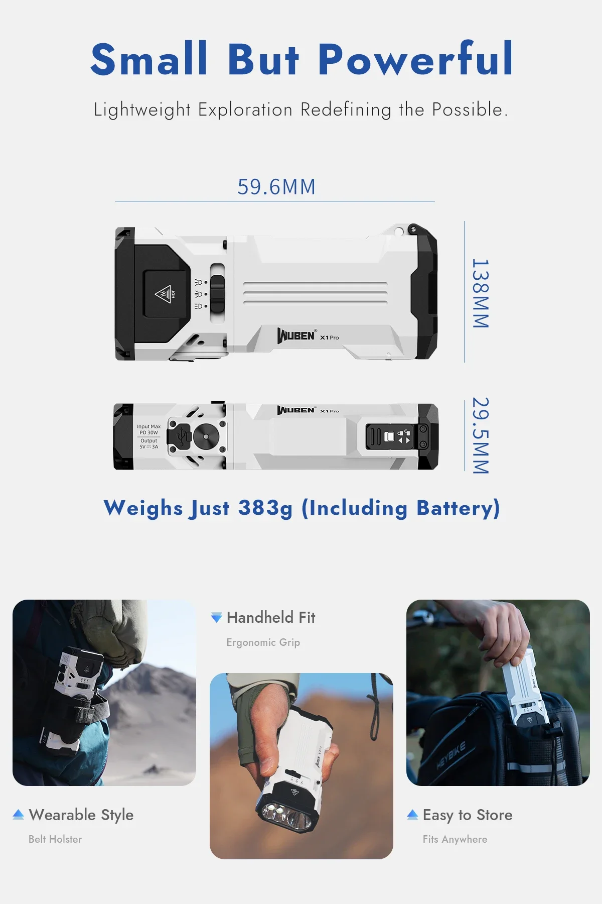 WUBEN X1 Pro Rechargeable EDC Flashlight 12300Lumens Protable Ultra-Bright Waterproof Powerful X1Pro Torch 9600mAh Power Bank