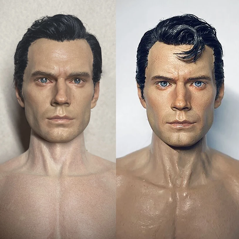 

XT001 1/6 Henry Cavill Head Sculpt Hair Transplant Head Carving Fit 12'' Male Soldier Action Figure Body Dolls