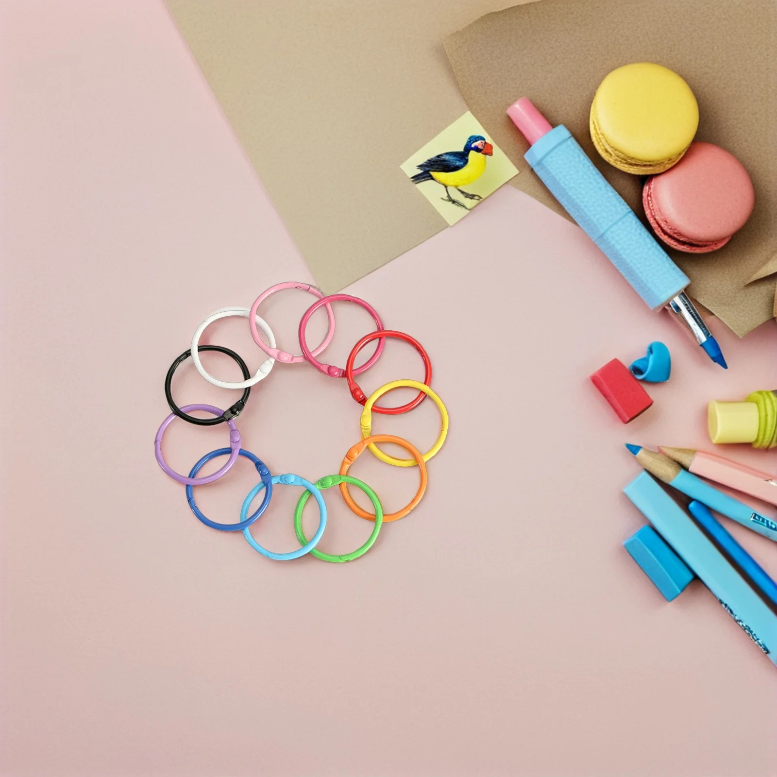 

40Pcs Metal Binding Rings Clasp Rings for Index Cards Keychains DIY Albums Home Office School Use Key Chain