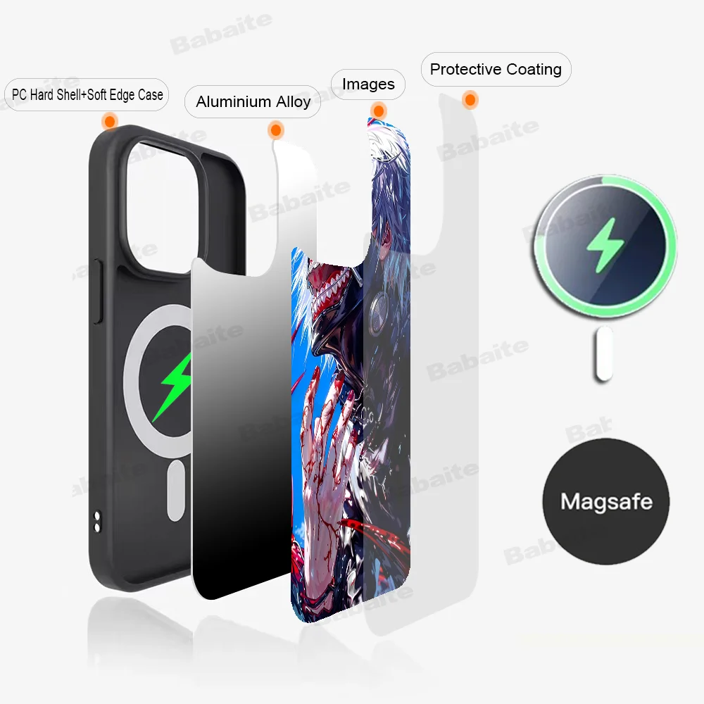 Anime Tokyo Ghoul Phone Case Magnetic Case For iPhone 16 14 13 12 11 15 Pro Max Plus For Magsafe Wireless Charge Cov