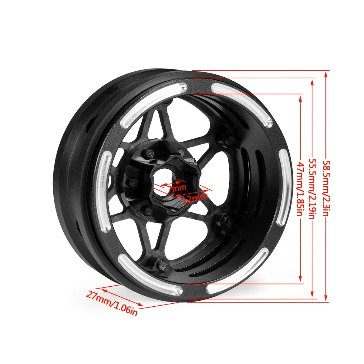 1.9 Carbon Fiber and Aluminum Beadlock Wheels Rim for 1/10 RC Rigs Crawler SCX10 Capra TRX4 TF2 Gmade R1 Element Enduro CC01 DIY