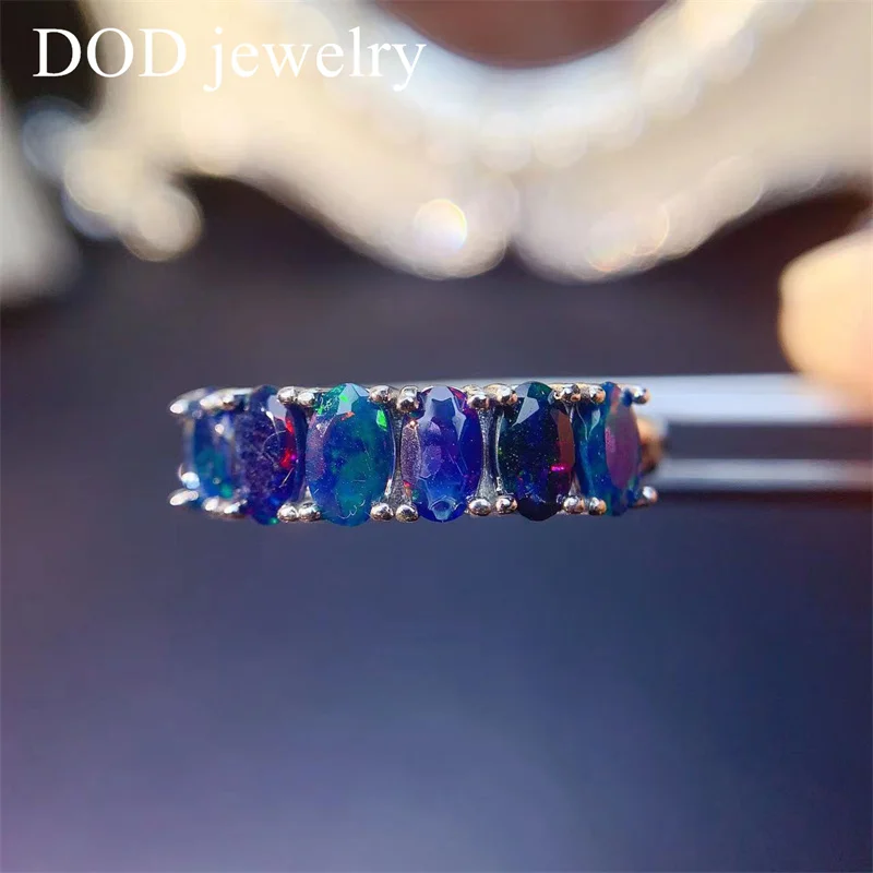 DOD New Arrival 3x5mm Natural Facet Black Opal with Simple Design for Women Daily Wear Siver 925 Fine Jewelry