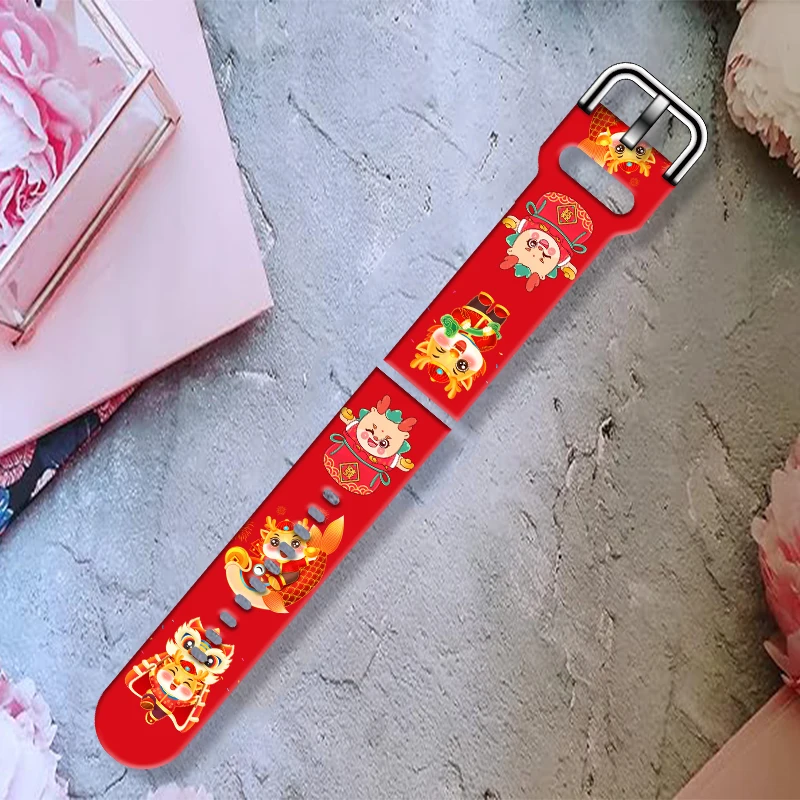 20mm Dragon Year Printed Strap for Samsung Galaxy Watch 7/6/5 40/44mm Band Replaceable Bracelet 22mm for Xiaomi Amazfit Watchban