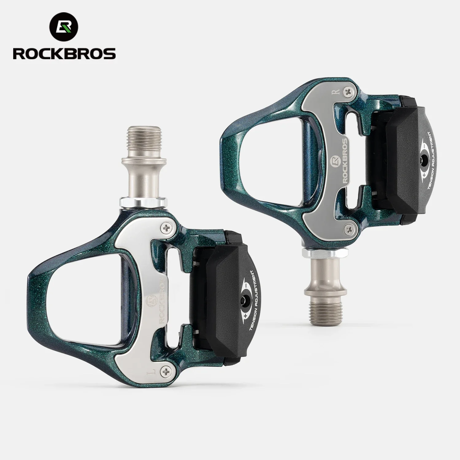 ROCKBROS BIKE PEDALS Flat cleat platform locking pedal SPD Aluminum with locking plate Bicycle locking pedal Anti-skid lock MTB