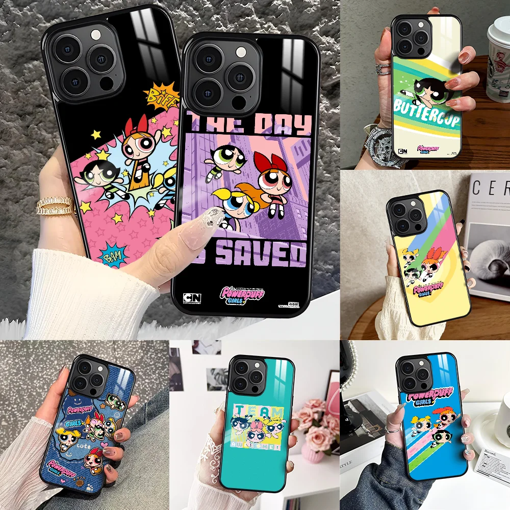 Cute The P-Powerpuff G-Girls Phone Case For iPhone 16 15 14 13 12 11 Pro Max Plus Mini Magnetic Magsafe Wireless Charging Cover