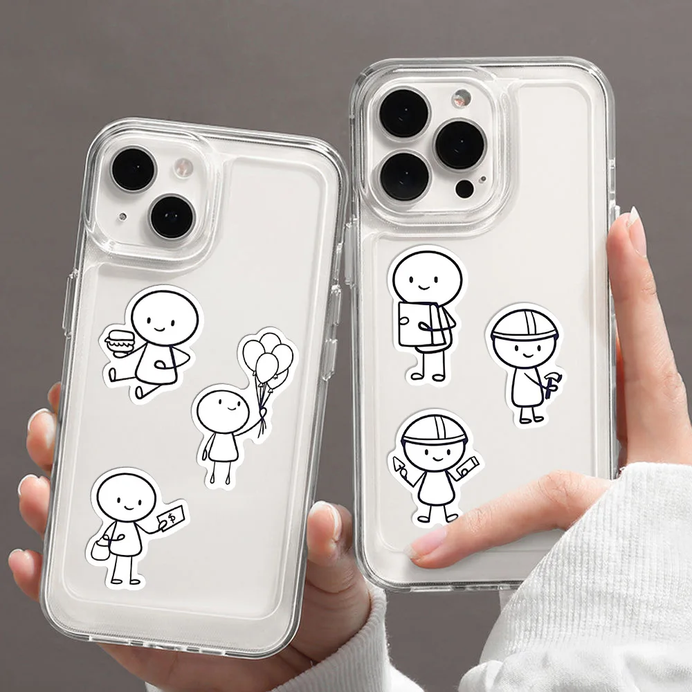 66Pcs Q Version Of Small Character Painting Stickers Cartoon Cafe Scrapbook Stationery Water DIY Bottle Laptop Decals Sticker