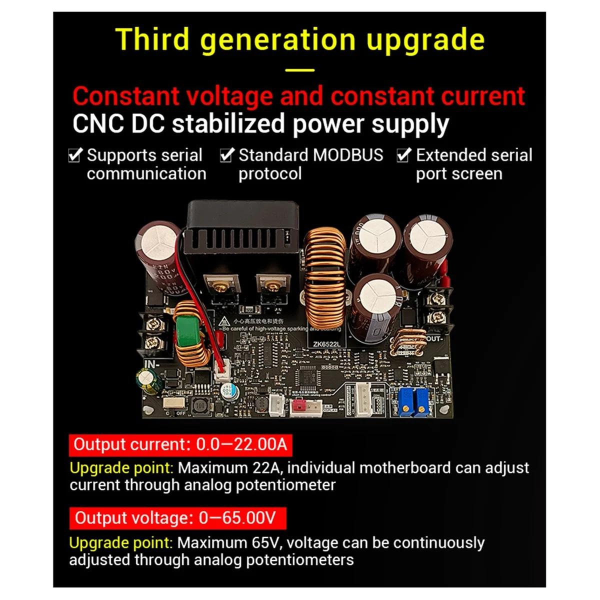 B23B New Zk-6522C CNC Step-Down DC Adjustable Regulated Power Supply Constant Voltage and Constant Current Module 22A/1400W