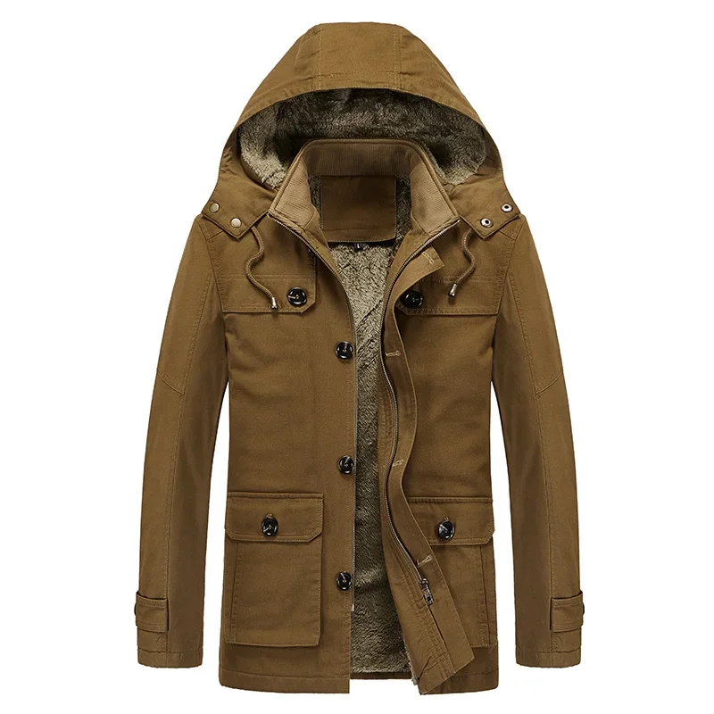 

2025 Men Fashion Thick Warm Military Male Cargo Jacket Winter Fleece Jackets Cotton-Padded Jacket Men's Working Retro Bomber Jac