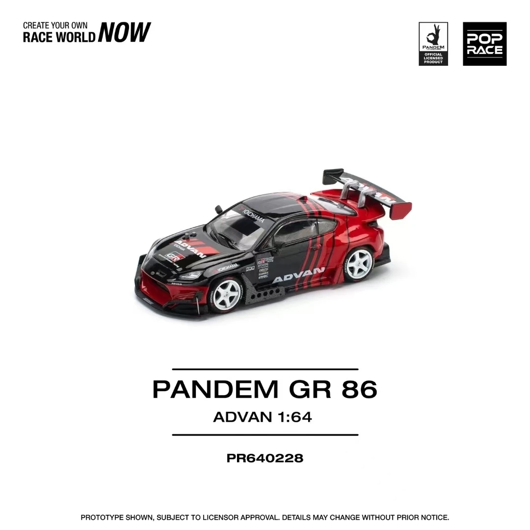 Pré-venda pop race 1:64 pandem gr86 zn8 2022 foguete coelho advan diecast diorama modelo de carro brinquedo