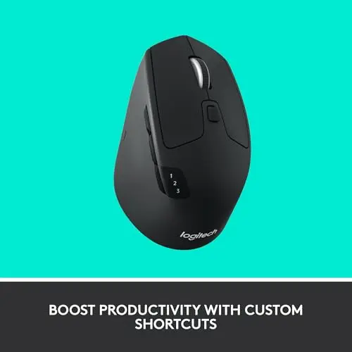 Logitech M720 Triathlon Multi-Device Wireless Mouse, Bluetooth, USB Unifying Receiver, 1000 DPI, 6 Programmable Buttons