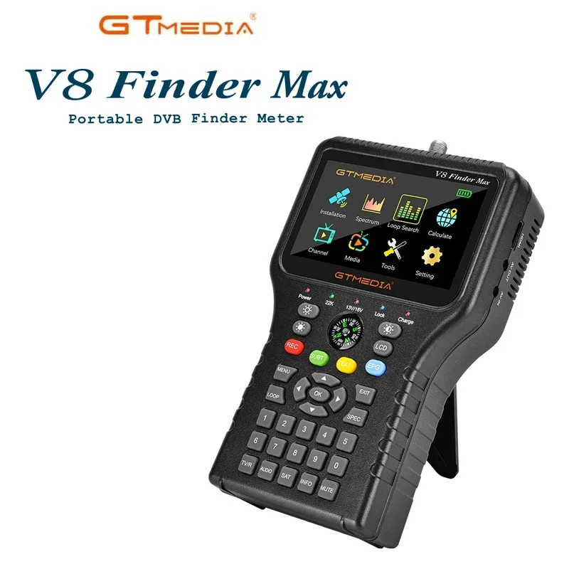 

Оригинальный GTMEDIA V8 Finder Max Поиск спутникового сигнала Поддержка DVB-S/S2/S2X H.264/H.265 (8 бит) спутниковый локатор 4,3 дюйма HD