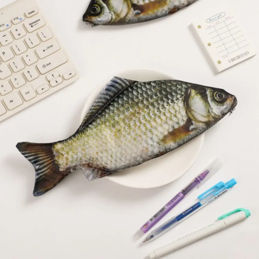 Simulation Fish Shape Pen Bag Clownfish Cute Design Fish Pencil Case Funny Creative Stationery Storage Bag Children