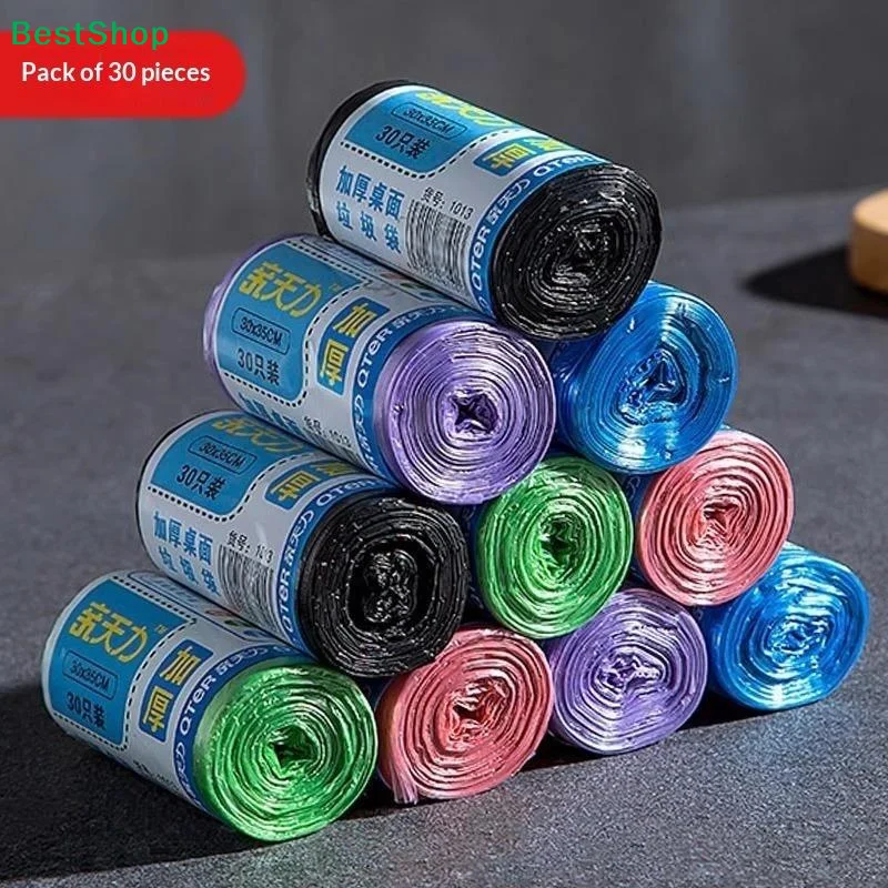 〔R〕Mini Thickened Strong Trash Bags, Small Garbage Bags For Desktop Mini Trash Can, 30 Counts, Colorful