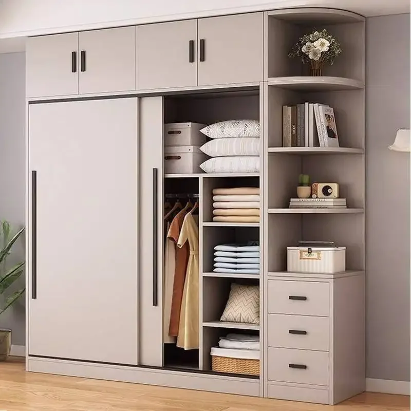 Luxury Storage Wardrobes Closet Wooden Adults Tall Space Storage Wardrobes Cute Drawers Saving Guarda Roupas Furniture For Home