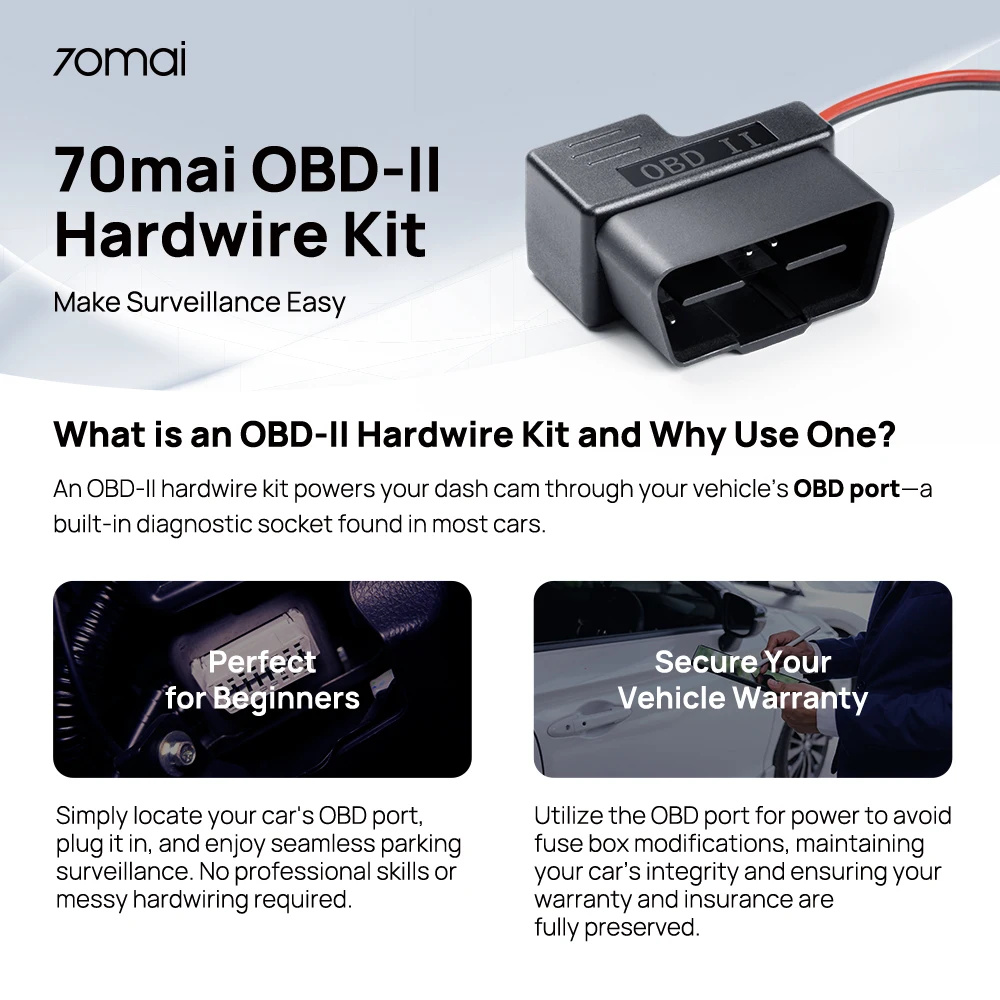 70mai Einstellbares Hardwire-Kit OBD II Typ-C Schnittstelle Plug & Play 70mai OBD-Kit 24-Stunden-Parküberwachung für 70mai Dashcams – Detail 1