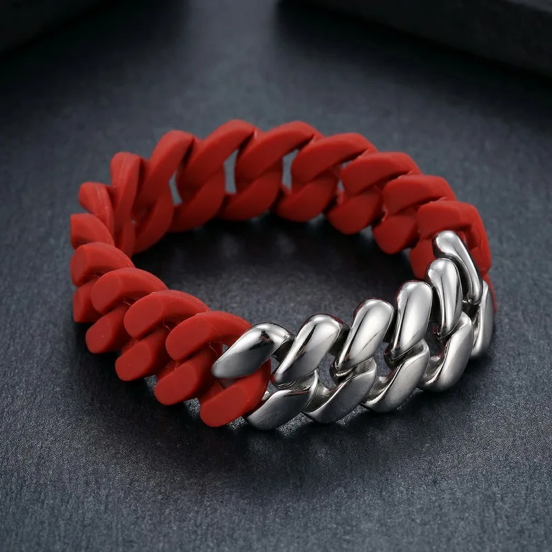 KALEN Kreatives Edelstahl-Armband mit kubischen Gliedern, lässiges Büro-Accessoire für Herren, modischer Schmuck, Party-Geschenk für den Freund – Detail 6
