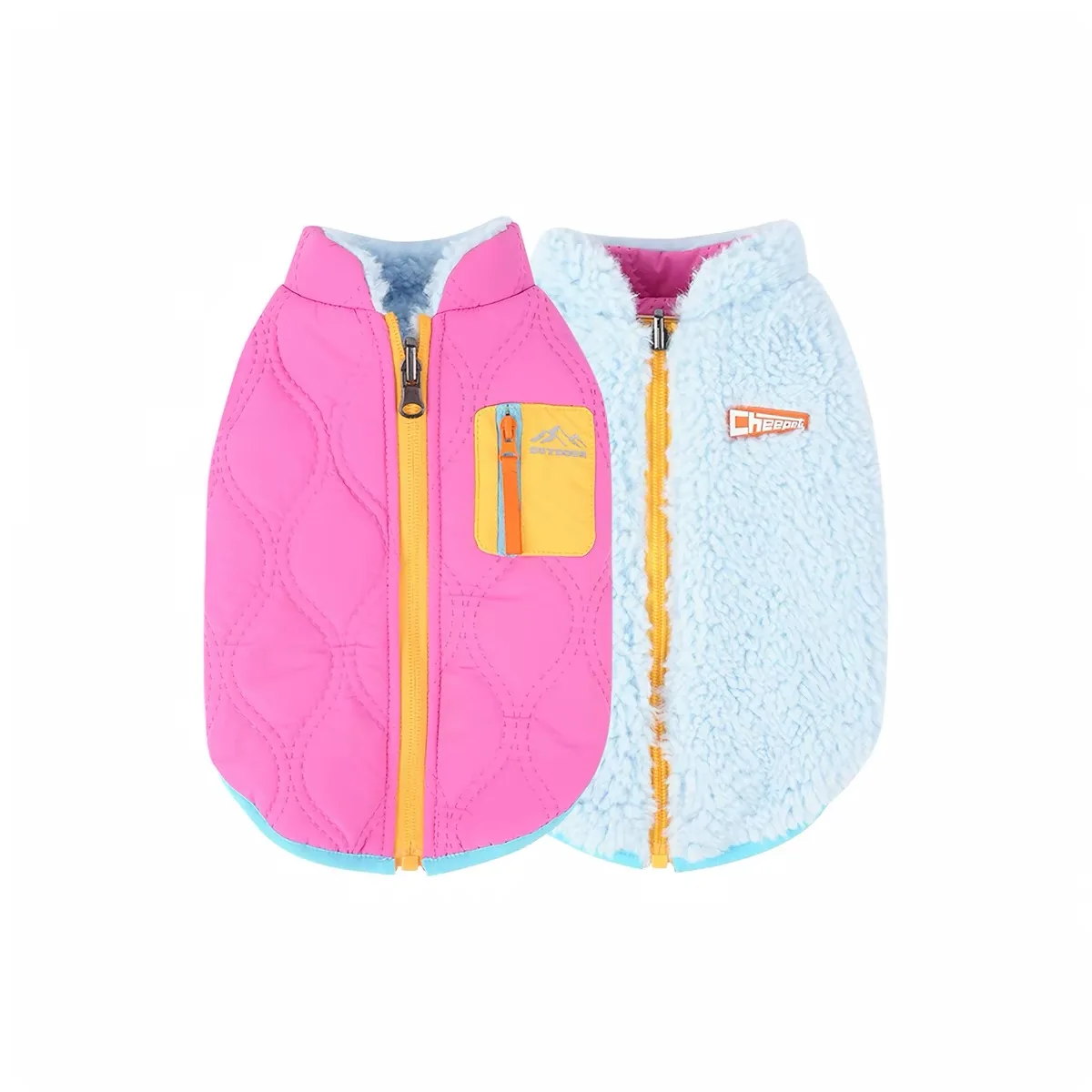 Omkeerbaar fleecejack, katoenen T-shirt pak voor teckels, winddicht warm vest voor herfst en winter voor teckels.