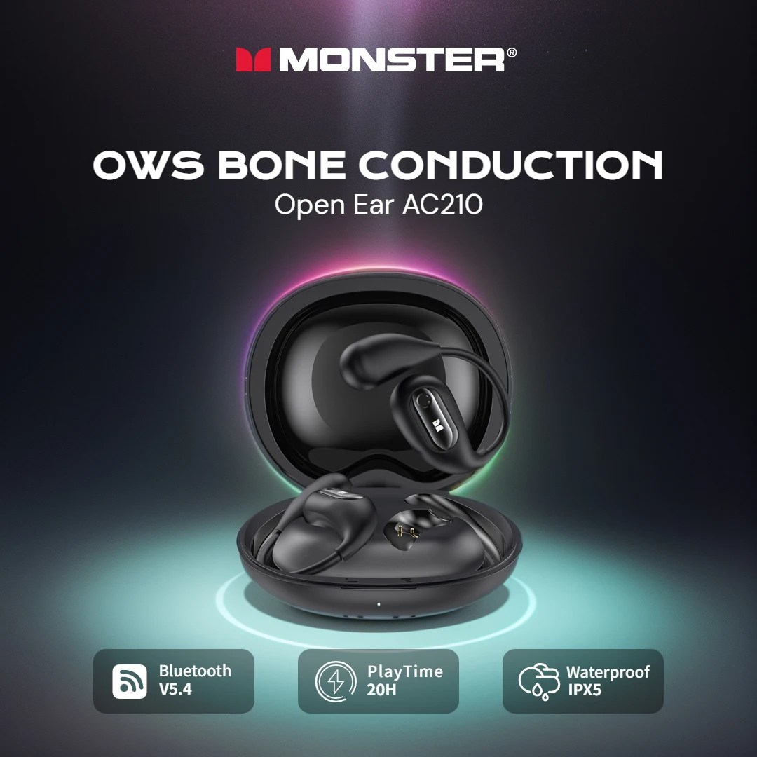 Monster offenes Ohr ac210 Sport Ohr haken Ohrhörer mit Knochen leitung Bluetooth 5,4 drahtlose Kopfhörer ipx5 wasserdichte Headsets