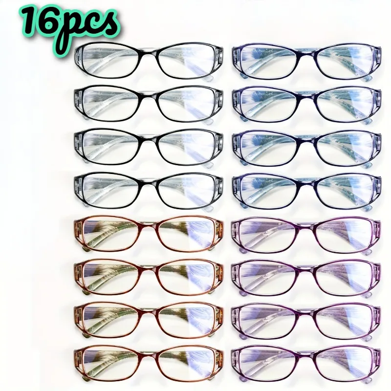 16‑Pack Elegant Reading Glasses, Comfortable Full‑Rim Square Frames, HD Magnification Lenses for Fashion Daily Use