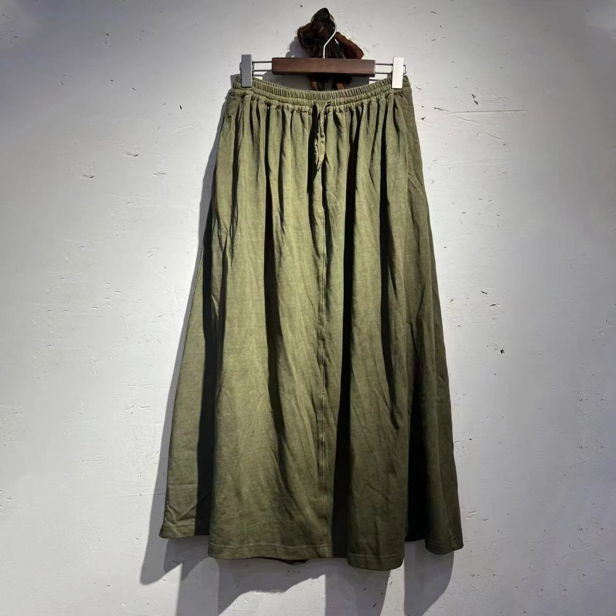 

Pure Cotton Elastic Waist Sweatirt Skirt TeeQuarter Length ALine Silhouette Casual Sle Women's Faion Autumn New Arrival