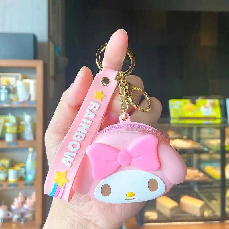Cute Hello Kitty Coin Purse Fashion Cartoon Cinnamoroll Kuromi Mini Purse Keychain Bluetooth Headset Bag Bag Pendant Gifts