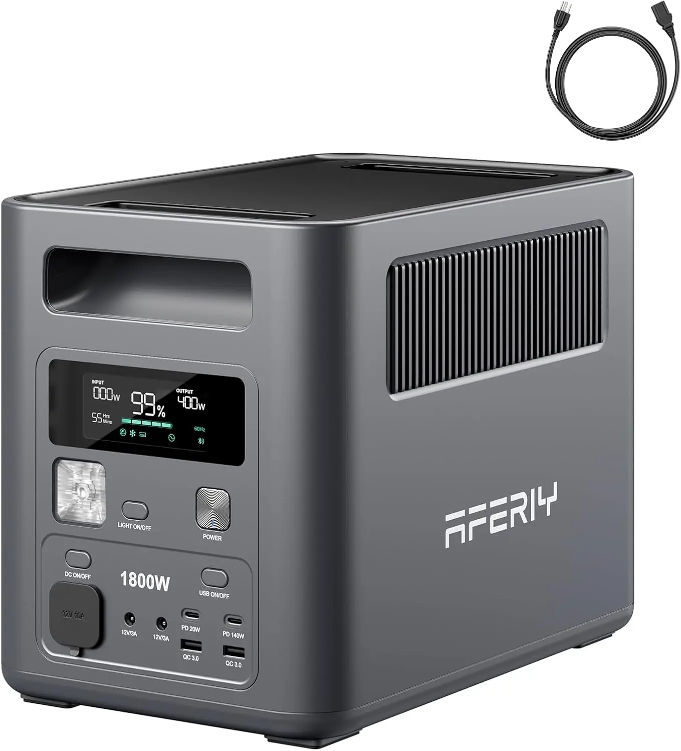 

Portable Power Station, 1024Wh LiFePO4 Solar Generator, 1800W(Peak 3600W) AC Output, Compact Lightweight Design, Fast Recharge