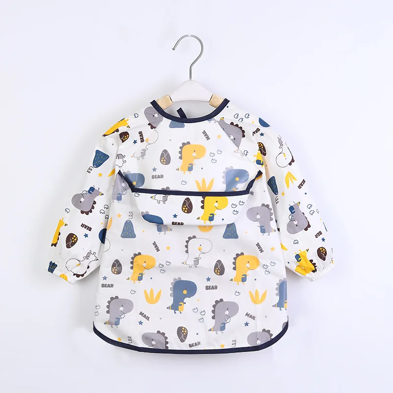 Baby Kinder Kleinkind Langarm Schal Wasserdichte Kunst Smock Fütterung Bib Schürze Tasche Infant Jungen Mädchen Spucktuch Bandana Lätzchen