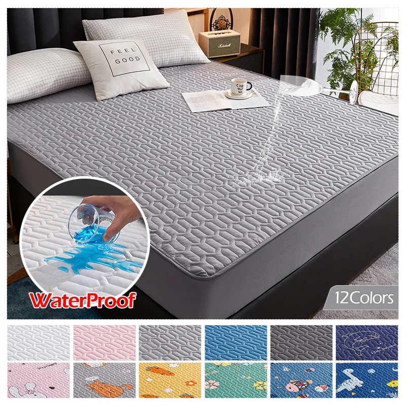 Waterproof Thicken Mattress Pad Protector Adjustable Fitted Sheets Bed Covers Anti-bacterial Pad  Bed 150x200 160x200 180x200