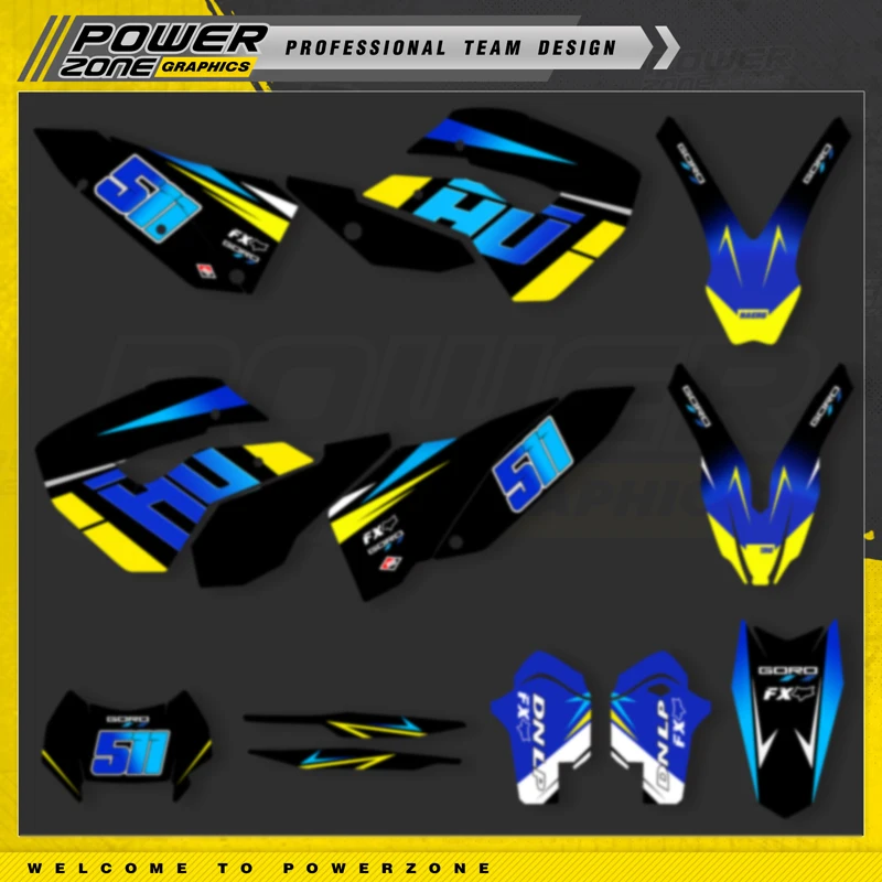 

PowerZone Custom Team графические фоны, наклейки, Набор наклеек для HUSABERG 2011 2012 FE390 450 570-TE250 300 -FX450-FS570 03