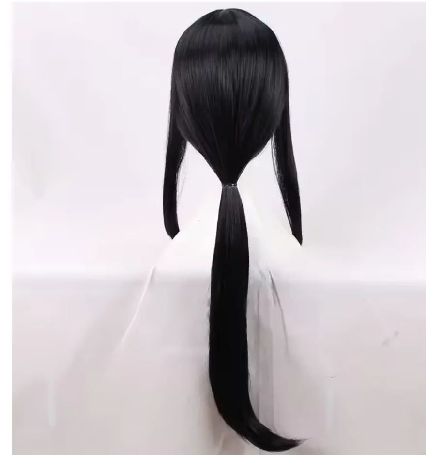 Pelucas negras para mujer, pelo sintético largo y liso de dragón de Anime, Cosplay, tema de Halloween, pelucas sintéticas para fiesta de Halloween