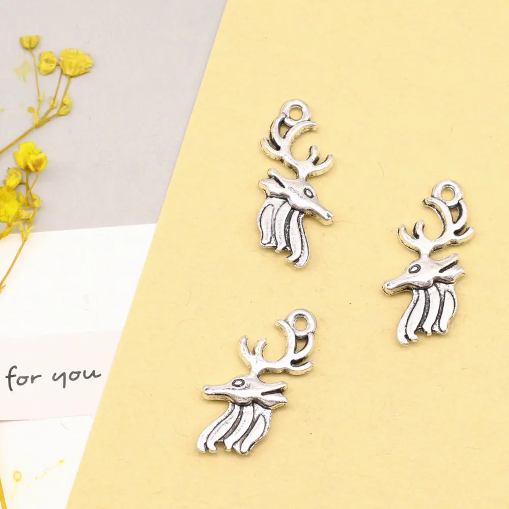 10pcs 12x27mm Deer Charms Women Pendant Handmade Kids Man Jewelri Antique Silver Color