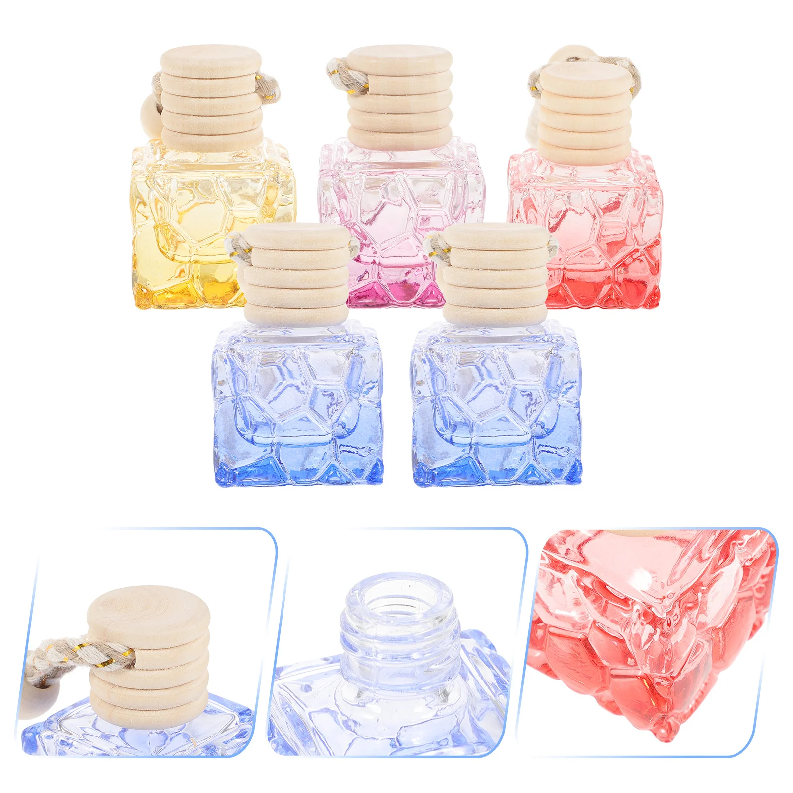 

5pcs Car Air Freshener Bottle Hanging Perfume Pendant For Car Home Office Wardrobe Toilet Empty Essential Oil Bottle