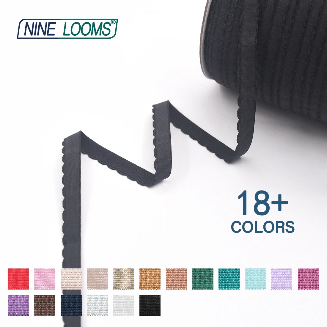 NINE LOOMS Picot BH-Träger, Gummibänder, 3/8 Zoll, 1/2 Zoll, 5/8 Zoll, 10 mm, 13 mm, 15 mm, Plüsch-Schulterband, Dessous-Nähbesätze, 50 100 Yard per Spule – Detail 19