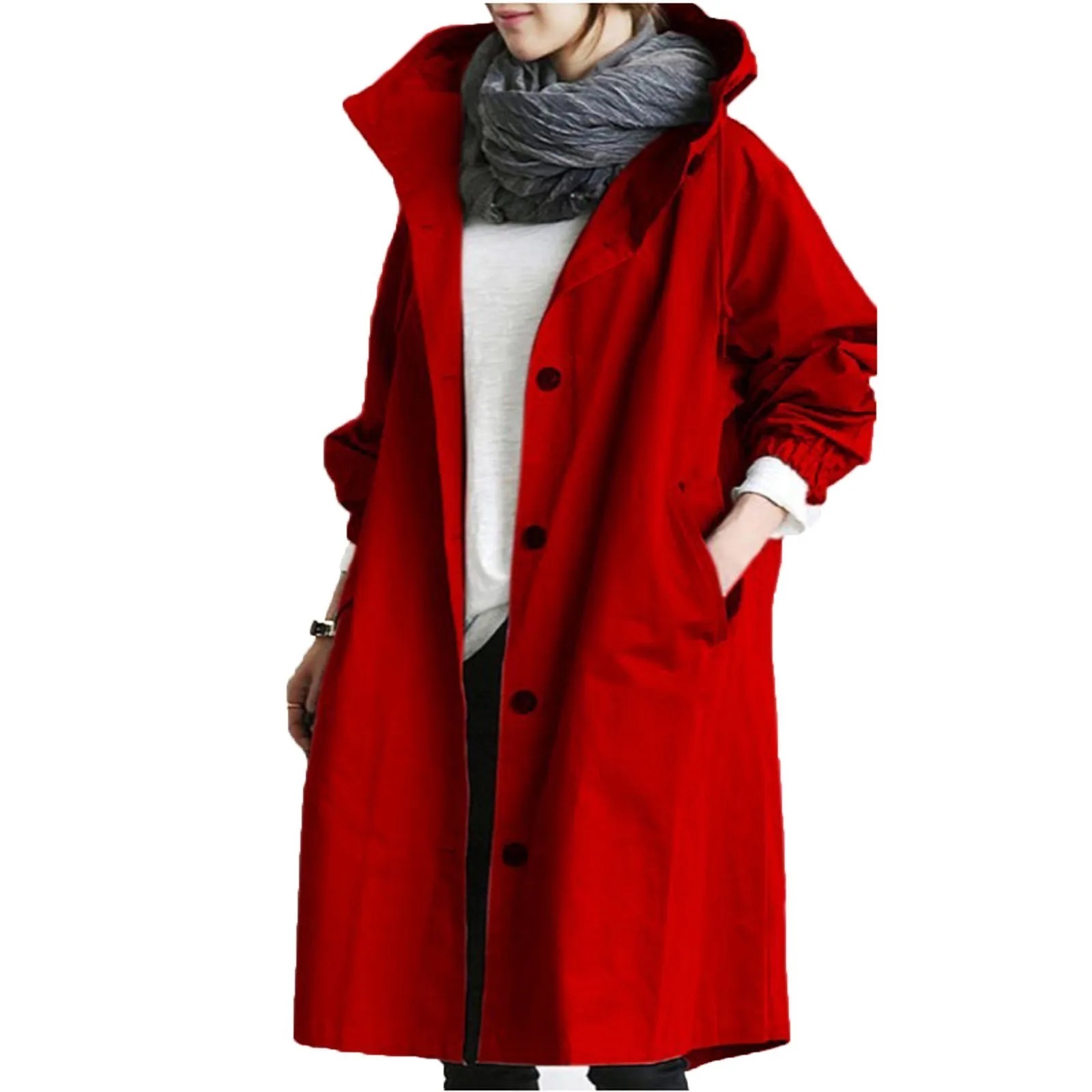 

Autumn Winter Trench Coat Mid Long Casual Trench Coat For Women Single-Breasted Hoody Temperament Windbreaker Jackets 2023