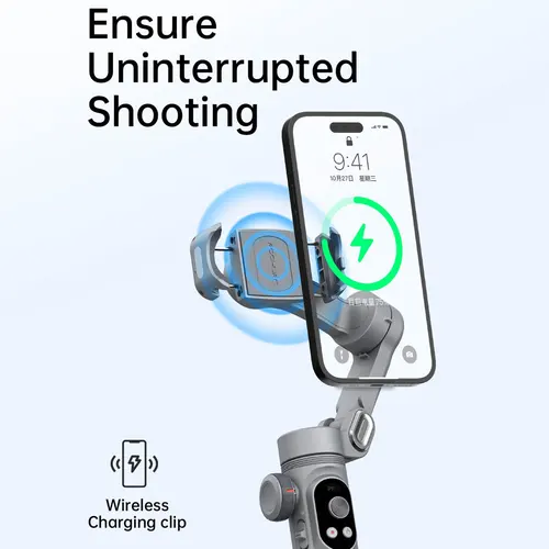 Imagen 2 del producto AOCHUAN Smart X Pro cardán estabilizador de mano para teléfono inteligente, pantalla OLED, modo de Inicio de carga inalámbrica (SmartXPro blanco)