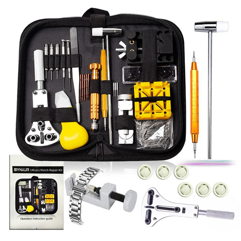 Watch Repair Tools Kit Clock Watchmaker Link Pin Dissolving Housing Open Remover Battery Replacement Static-free Set 158PCS