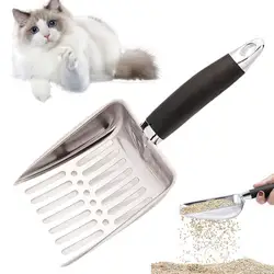 Pet Cat Litter Scoop Supplies Stainless Steel Cat Toilet Pets Litter Sand Shovel Pet Dogs Shovel Pet Cleanning Tool Shovel