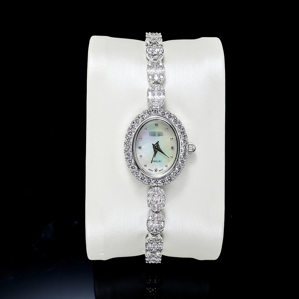 TIRIM Oval  Watch 19cm for Women Cubic Zircon Crystal Watch Wedding Party Jewelry Japan Movement Waterproof Made with Wholesale