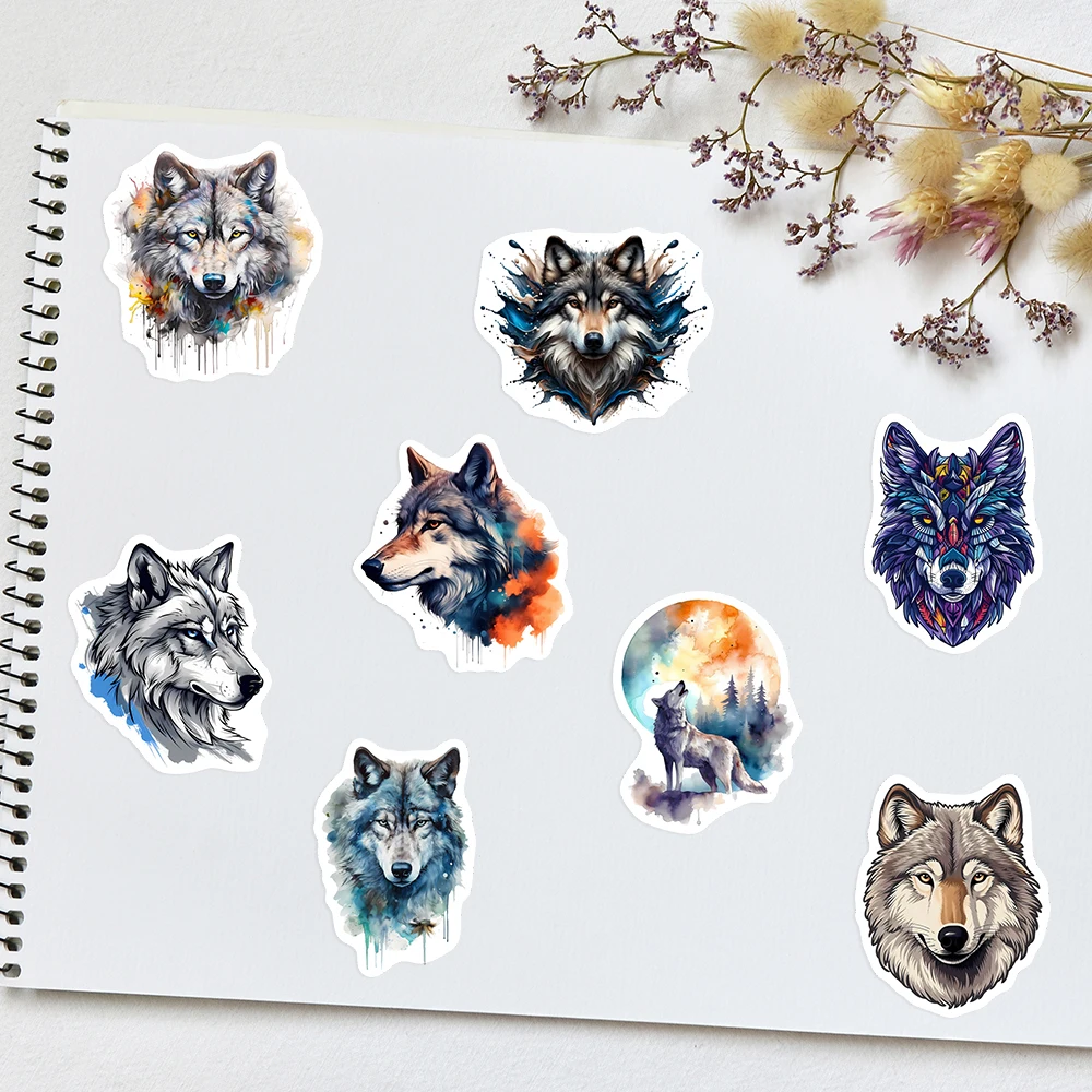 Autocollants d'art de loup esthétique, décalcomanie imperméable pour scrapbooking, journal indésirable, journaux, ordinateur portable, bagages, décoration HI, jouets cadeaux de bricolage