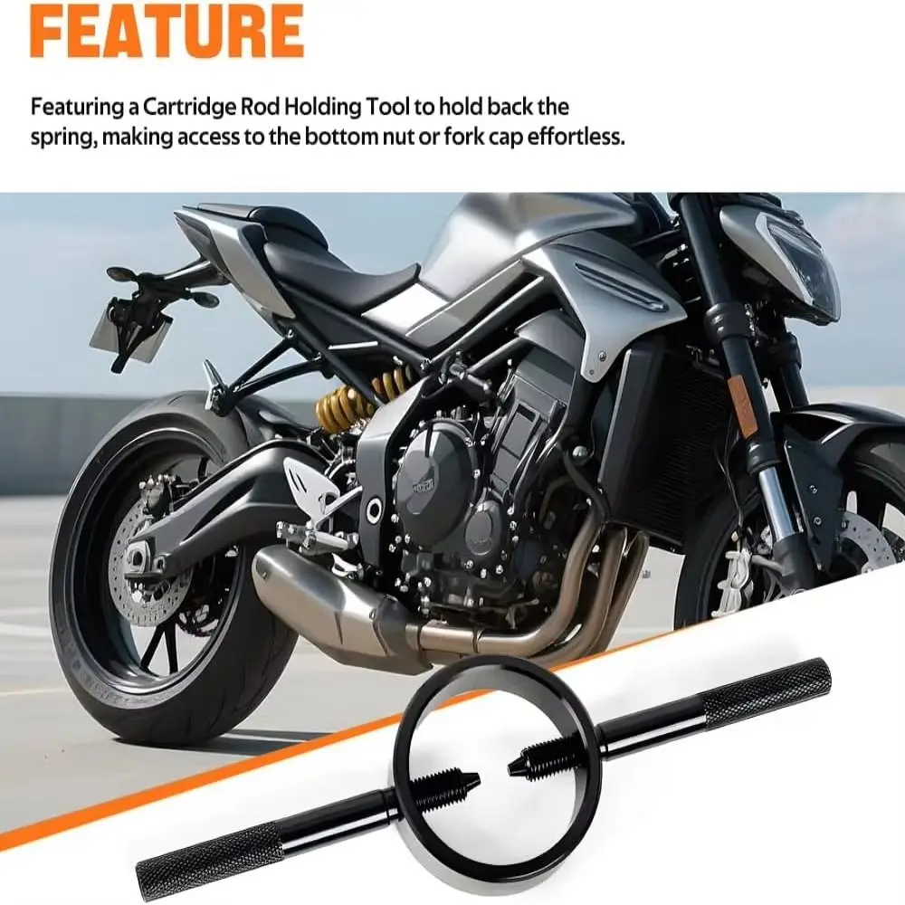 

Durable Durable Motorcycle Fork Service Tool Kit High Precision Universal Fit Fork Spring Compressor Set Heavy Duty Relaxed