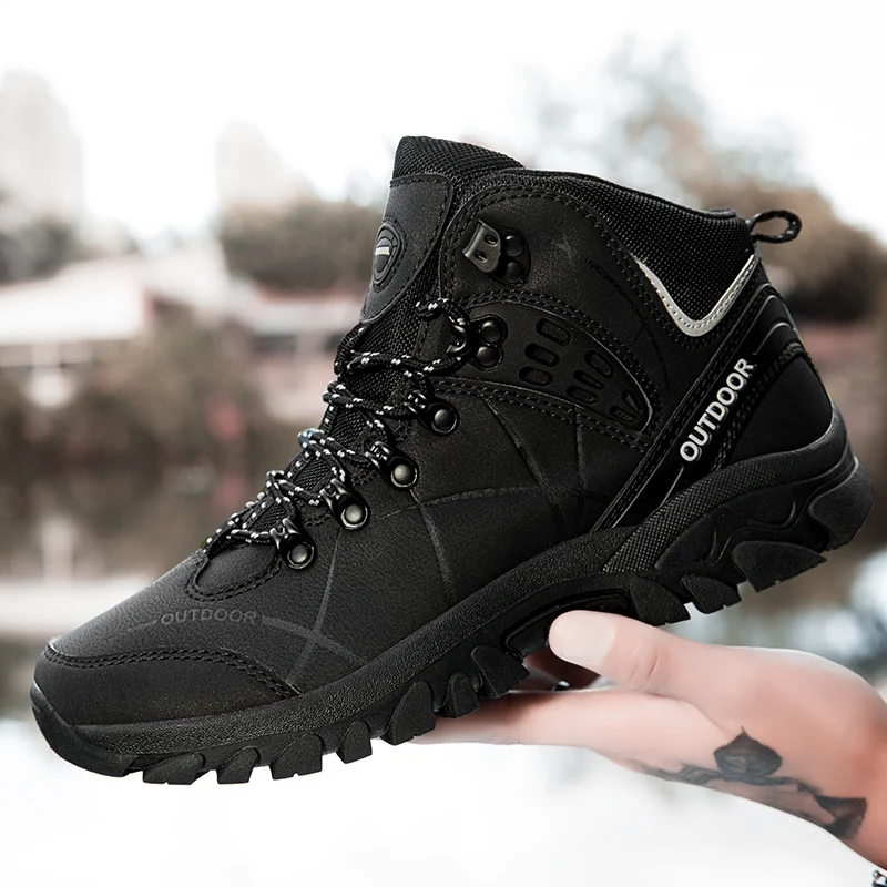 2025 Otoño e Invierno zapatos de algodón gruesos de felpa cálidos para hombres zapatos de Montañismo resistentes al desgaste antideslizantes impermeables